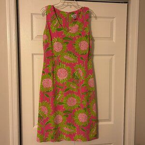 LILLY PULITZER Sz 8 Floral Sunflower Silk Mila Shift Dress WHITE TAG